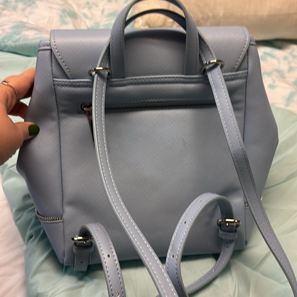 Blue Backpack with Structured Design and Metallic Closure - Picture 3 of 4